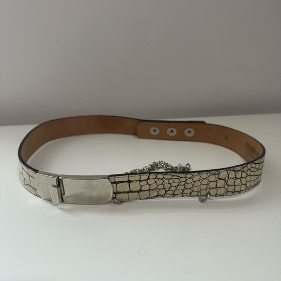 Streets Ahead Tan Leather Belt with Silver Chain Women’s Size Medium